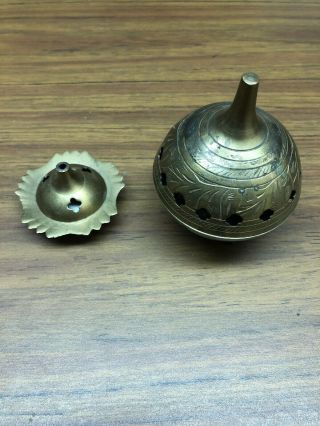 Two 2 Vintage Brass Incense Burners With Lid And Burner Tray Made In India