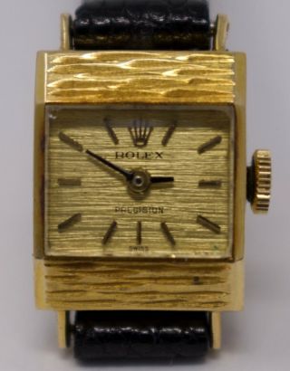 A Vintage Ladies Rolex Precision Wristwatch With An 18k Solid Gold Case