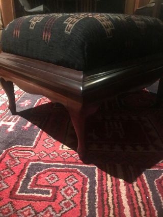 Antique vintage Ottoman upholstered mahogany Foot stool 3
