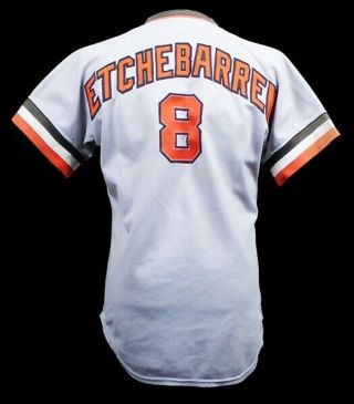1974 Andy Etchebarren Baltimore Orioles Game Worn Road Jersey (MEARS A9) 2