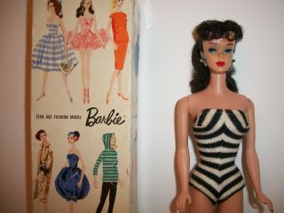 1959 Barbie Doll Brunette Ponytail 850 Box & Accessories