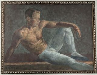 Vintage Semi Nude Male Painting Ballet Dancer R Calder Framed