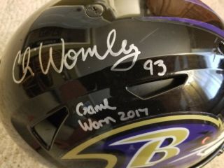 2017 Baltimore Ravens Game Worn Chris Wormley Helmet Michigan Wolverines