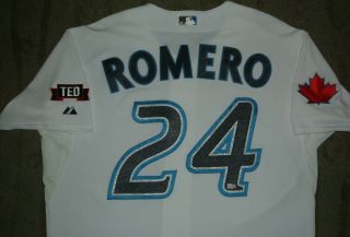 TORONTO BLUE JAYS RICKY ROMERO GAME WORN 2009 ROOKIE JERSEY MLB HOLOGRAM 2