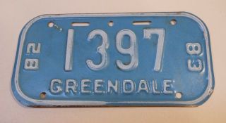 Vintage Wisconsin 1982 - 83 Greendale Bicycle License Plate