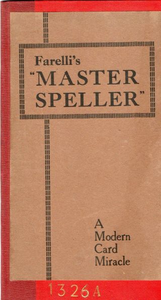 Vintage Magic Book " Master Speller " By Victor Farelli (1930) - State.