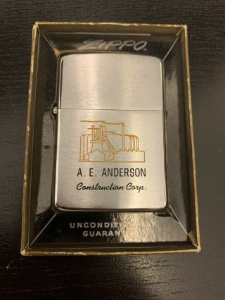 Very Rare,  1968 “a.  E Anderson Construction Corp” Zippp In Brushed Chrome