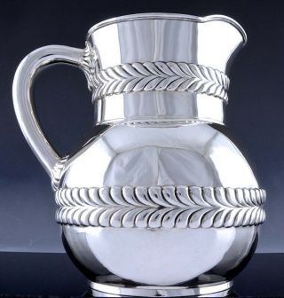 Large Tiffany & Co Art Deco Sterling Silver Wave Design Ice Water Jug Pitcher