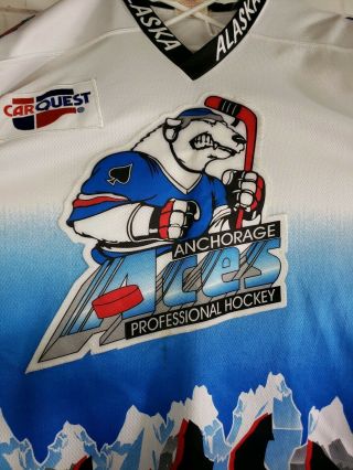 RARE Anchorage Aces Hockey Jersey WCHL Late 90s Alaska 2