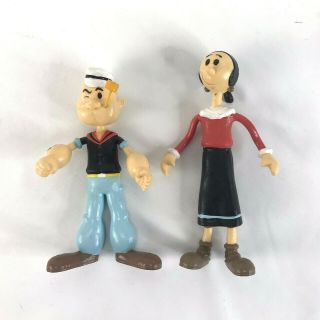 Popeye The Sailor Man And Olive Oyl Oil 7 " 6 " Vtg Bendable Posable