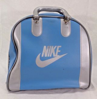 Vintage Nike Light Blue And Silver Bowling Ball Bag W/ Nike Name Tag