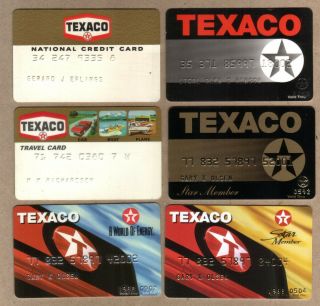 Vintage Texaco Oil Company Regular & Star Member Credit Cards: 6 Different