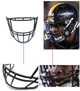 Vince Williams 2017 Game Worn Pittsburgh Steelers Facemask 2