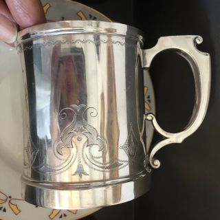 Early Gorham Silver Cup Mug Ca.  1856 1870? Engraved Anchor Mark