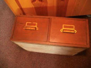 Vintage Dovetailed 2 Drawer Oak File Cabinet Drawer & Cabinet Approx.  20 "