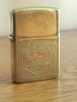 Vintage Zippo Harley Davidson Solid Brass Lighter