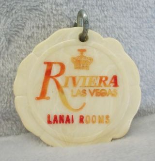 Vintage Riviera Hotel Casino Las Vegas Nevada Plastic Key Fob Ring Chain Htf