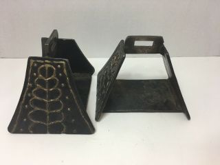 Vintage Cast Iron Metal Horse Saddle Stirrups Set Of 2 Decorative