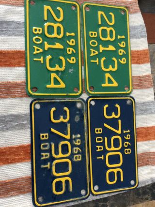 Michigan 1968 & 1969 Boat License Plate For Age