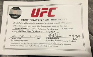 Johnny Walker Signed Fight Shorts from Second Career Fight with a UFC 2
