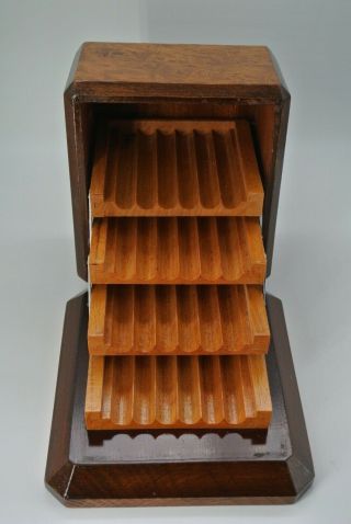 Vintage Burl Wood Cigarette Little Cigars Dispenser Box Holder