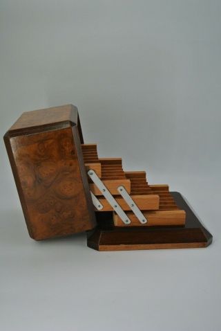 Vintage Burl Wood Cigarette Little Cigars Dispenser Box Holder 2