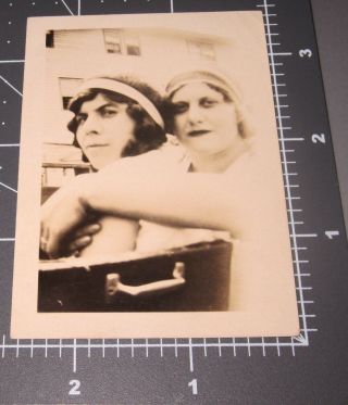 Lesbian Women Lovers Cuddle In Car Love Woman Lady 1930s Vintage Snapshot Photo