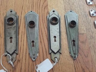 4 Antique Vintage Nickel Plated Door Knob Lock Plates