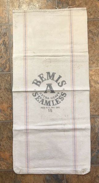 True Vintage Bemis A Seamless Farm Feed Seed Sack Bag Extra Heavy 15 Ss4