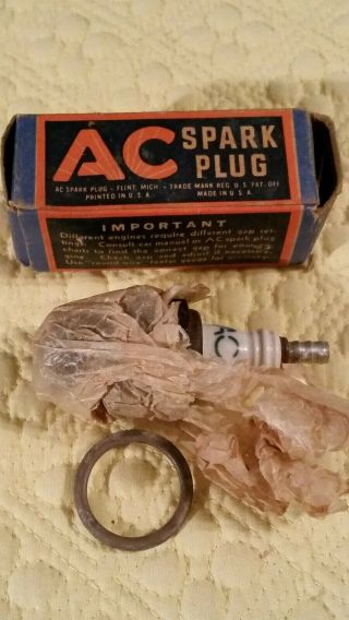 Vintage Ac Spark Plug - Box With Paper And Gasket 73 Com.  15/16