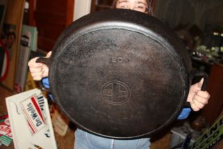Rare Large Antique Vintage Griswold 20 Cast Iron Skillet Frying Pan No Cracks 3