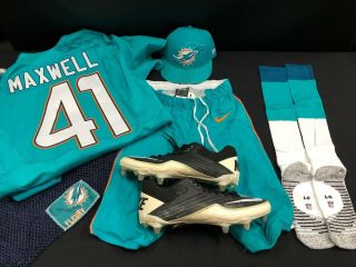41 Miami Dolphins Byron Maxwell Game Jersey Full Set W/pants/socks/cleats