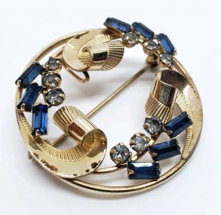 Vintage Signed Carl Art 12k Gold Filled Art Deco Glass Gemstone Pendant Brooch