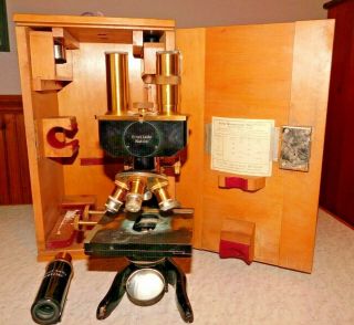 Antique 1920s Ernst Leitz Wetzlar Binocular Compound Microscope 243556 W/ Case