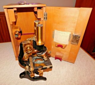 Antique 1920s Ernst Leitz Wetzlar Binocular Compound Microscope 243556 w/ Case 3