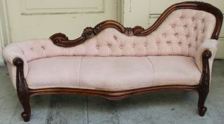Vintage Child Large Doll Size Victorian Fainting Chaise Lounge Couch Chair