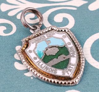 Vintage Starved Rock Illinois State Park Sterling Silver Shield Charm