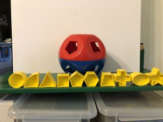 Vintage Tupperware Tupper Toys 10 Shape O Ball Sorter Learn Red Blue Complete