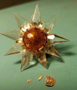 Vtg 1930s Matchless Wonder Star Christmas Light Bulb Cut Glass Crystal Chezch