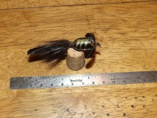 Vintage Old Heddon Bait Co Bug A Bee Flyrod Lure Feather Minnow Tackle Box Bait