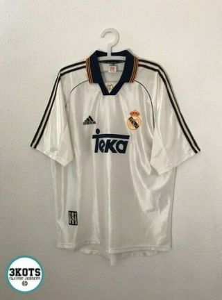 Real Madrid 1998/00 Adidas Home Football Shirt L Mens Vintage Soccer Jersey