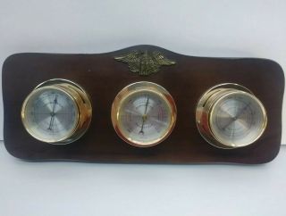 Vintage Springfield American Eagle Emblem Weather Station Barometer Thermometer