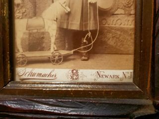 Rare 1880 ' s Antique Photo German Horse Pull Toy & BoyNewark NJ Adirondack Frame 2