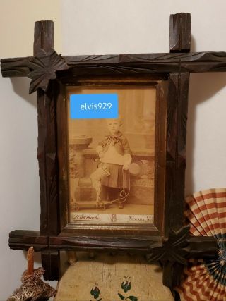 Rare 1880 ' s Antique Photo German Horse Pull Toy & BoyNewark NJ Adirondack Frame 3