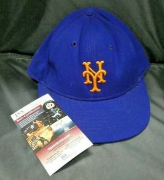Rare 1969 Mets Era Bud Harrelson Game Worn Mets Signed Cap Hat With Jsa