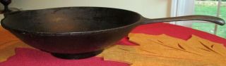 Awesome Vintage Lodge Cast Iron Wok 12 " Pan Helper Handle Made In Usa
