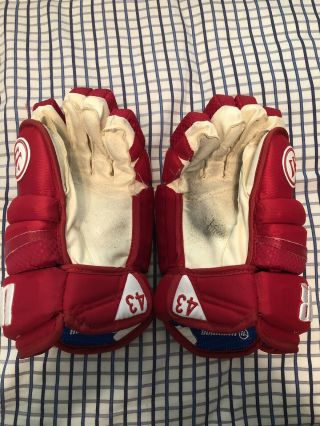 Darren Helm Game Used/Worn Warrior Gloves Hockeytown Authentics 3