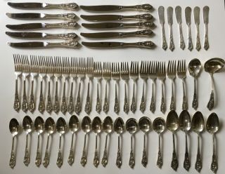 55 - Piece Rose Point Wallace Sterling Silver Flatware Set 2,  306 Grams