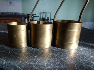 Set Of 3 Vintage Copper Rum Measures