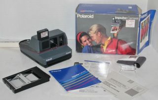 Vtg Polaroid Impulse 600 Plus Film Gray Instant Camera - Box/brochure